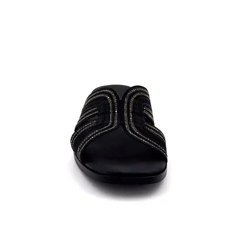 Ivoire Mules 558 6863 Black & Rhinestones Ivoire Chaussures