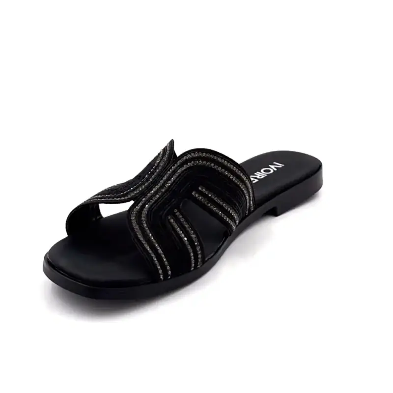 Ivoire Pantoletten 558 6863 Schwarz & Strass Ivoire Chaussures