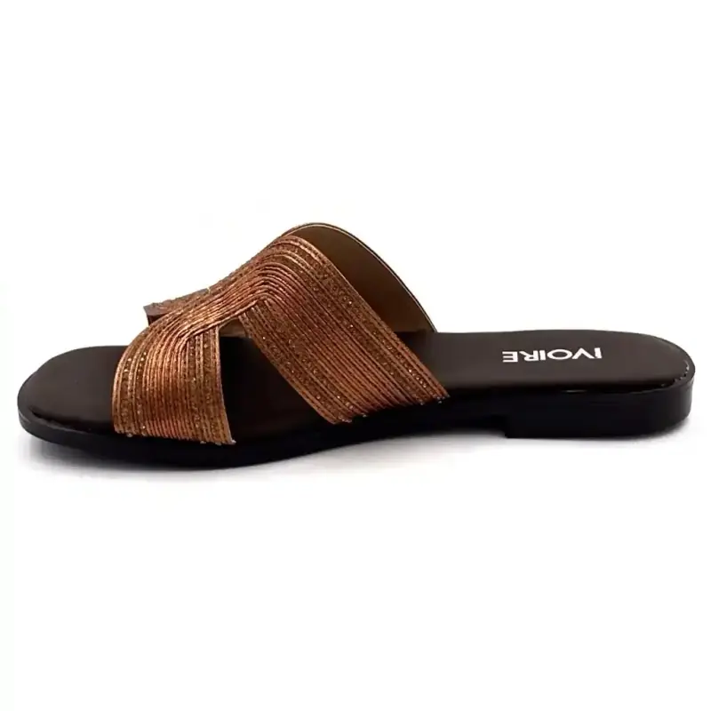 Mules Ivoire 558 6863 Bronce y diamantes de imitación Ivoire Chaussures
