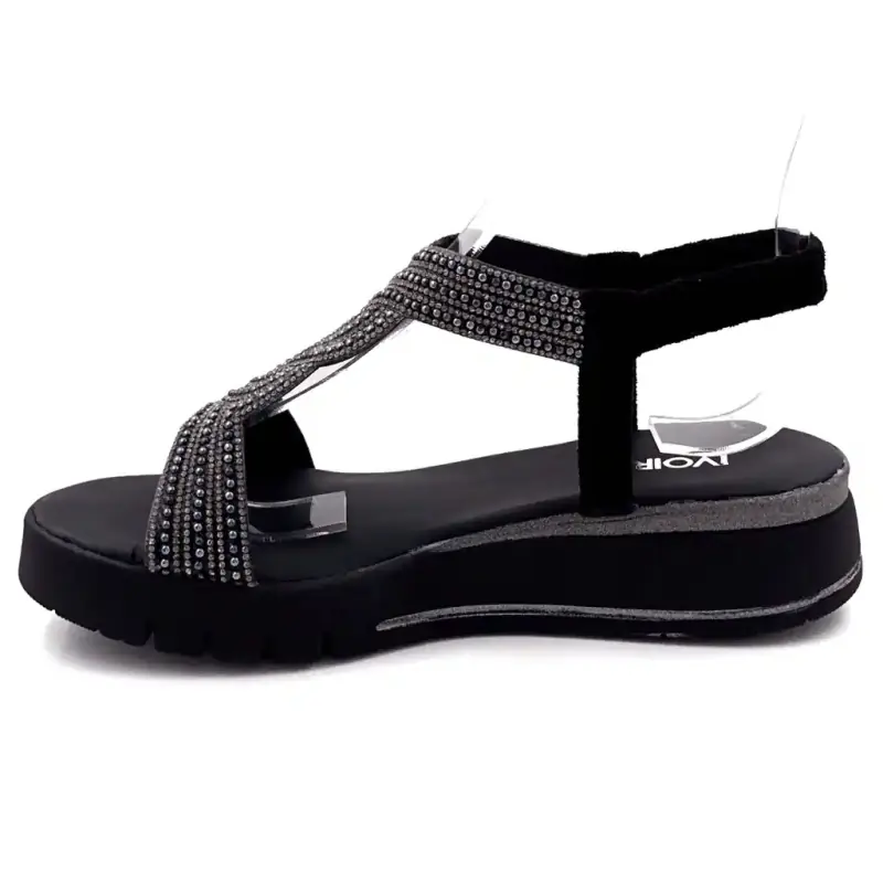 Sandały na platformie Ivoire 751 6914, czarne i srass Ivoire Chaussures