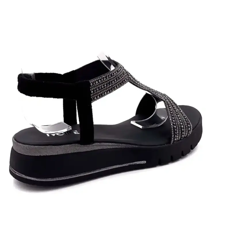 Ivoire Platform Sandals 751 6914 Black & Srass Ivoire Chaussures