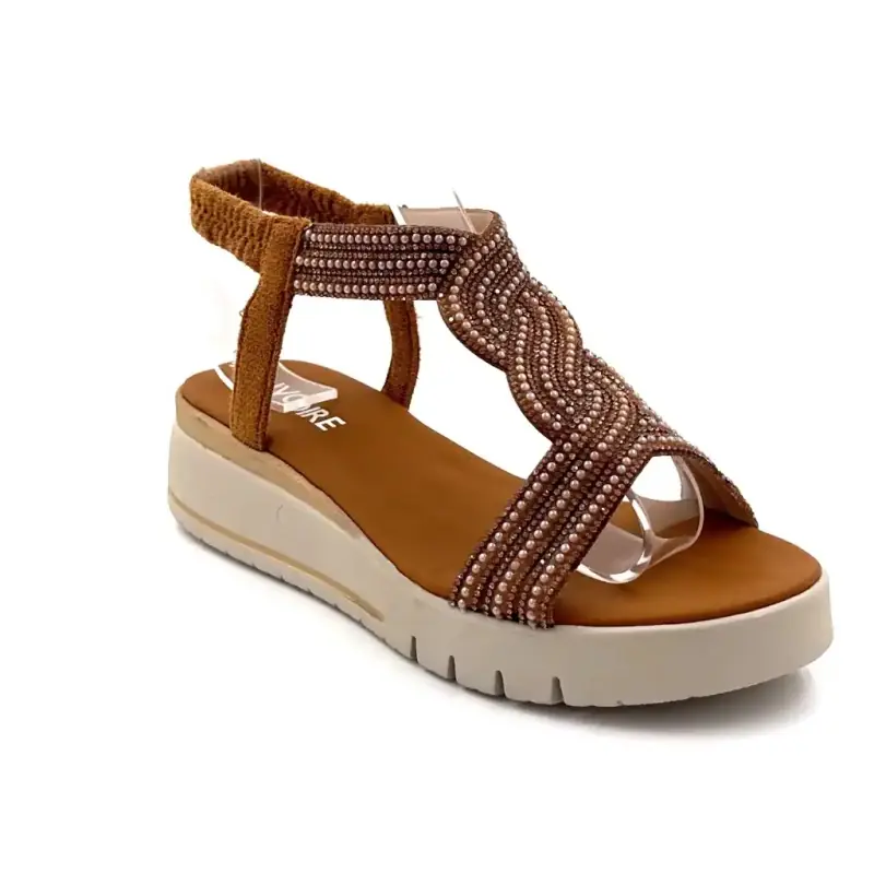 Sandale cu platformă Ivoire 751 6914 Bronz și pietre Ivoire Chaussures