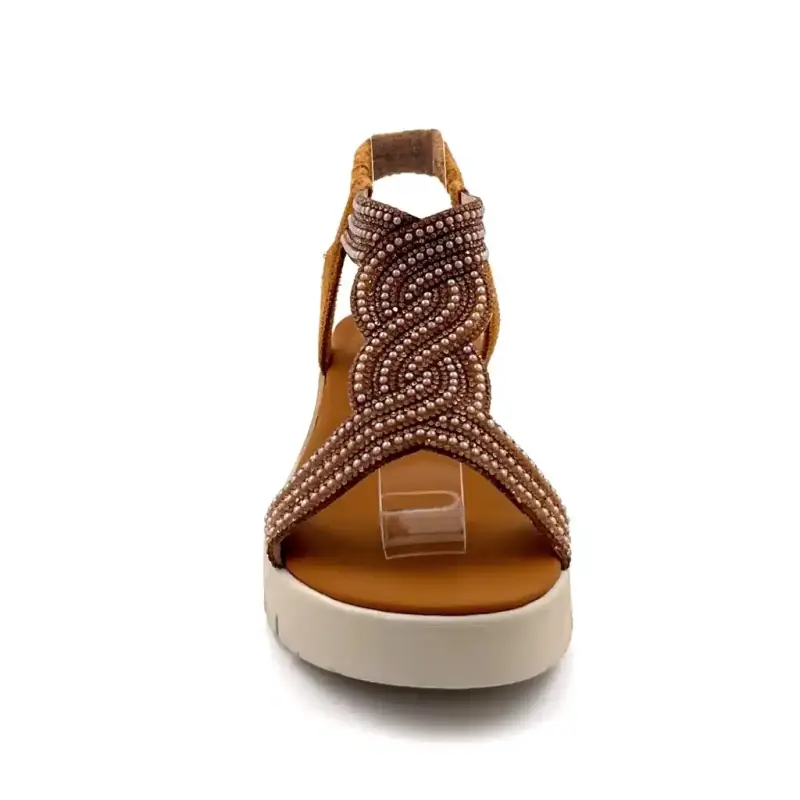 Ivoire platåsandaler 751 6914 Bronse og strass Ivoire Chaussures