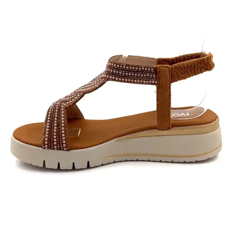Ivoire Plateausandaler 751 6914 Bronze & Rhinsten Ivoire Chaussures