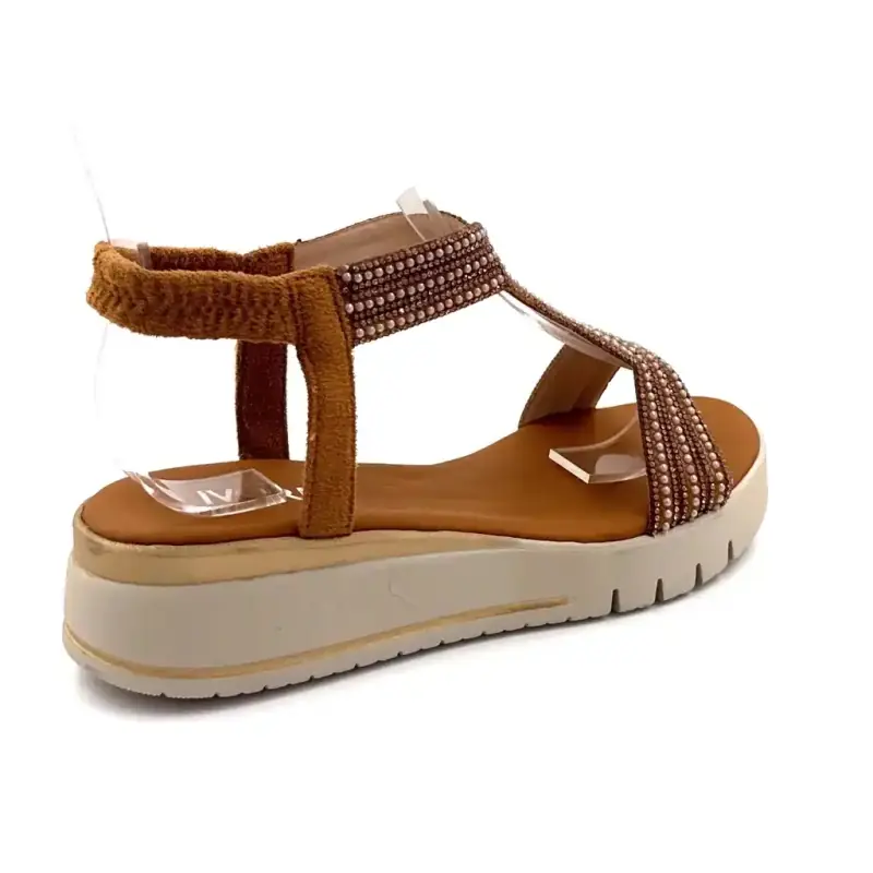 Ivoire platåsandaler 751 6914 Bronse og strass Ivoire Chaussures