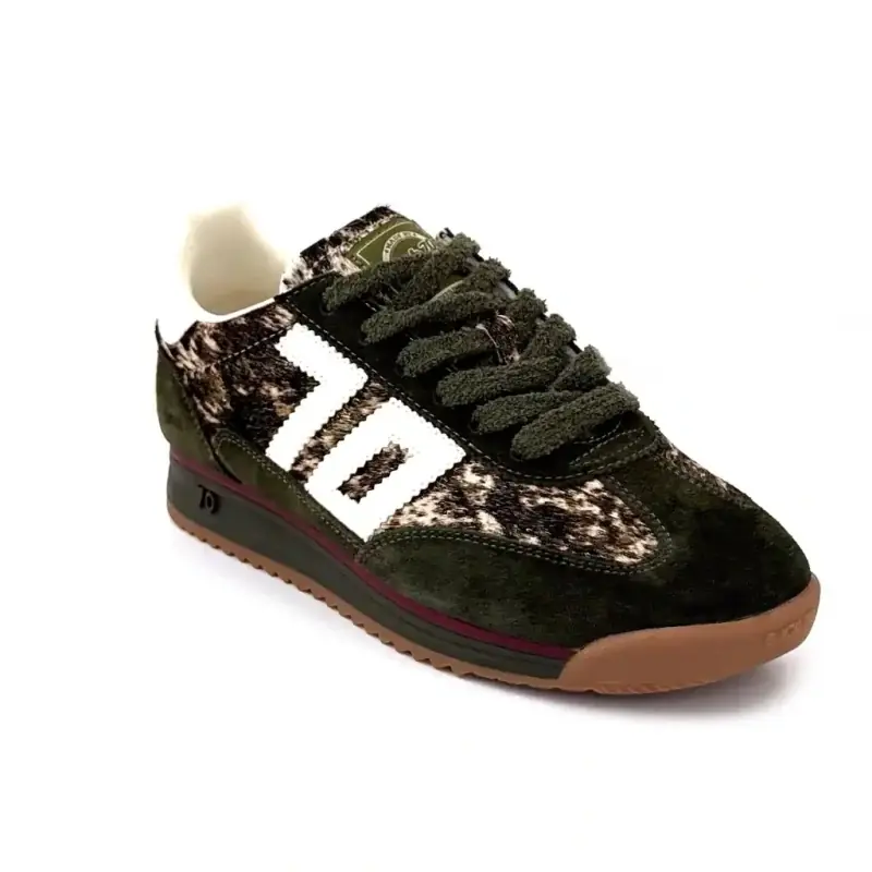 Sneakers Back70 Jogger FW 26 in pelle scamosciata e Poulin, beige kaki e mucca Ivoire Chaussures