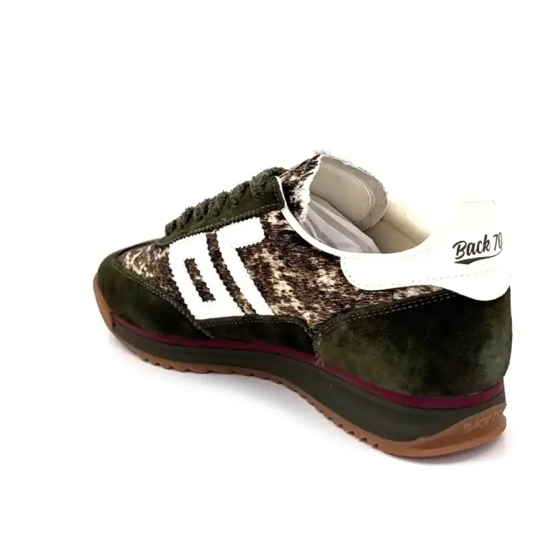 Baskets Back70 Jogger Fw 26 Daim & Poulin Kaki Beige & Cow Ivoire Chaussures