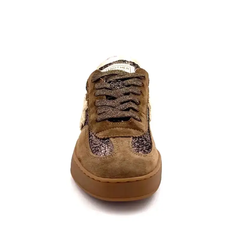 Baskets Another Trend A032 Daim & Cuir Marron & Rose Ivoire Chaussures