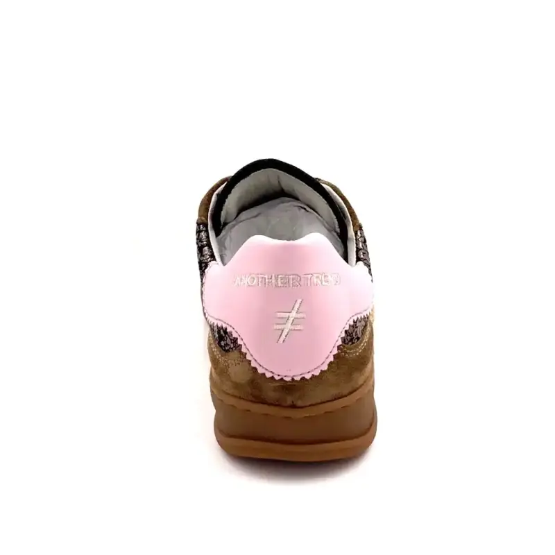 Tênis Another Trend A032 em camurça e couro marrom e rosa Ivoire Chaussures