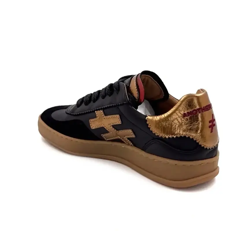 Teniși Another Trend A032 din piele și piele întoarsă, negri și bronz Ivoire Chaussures
