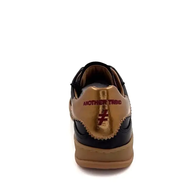 Baskets Another Trend A032 Cuir & Daim Noir & Bronze Ivoire Chaussures