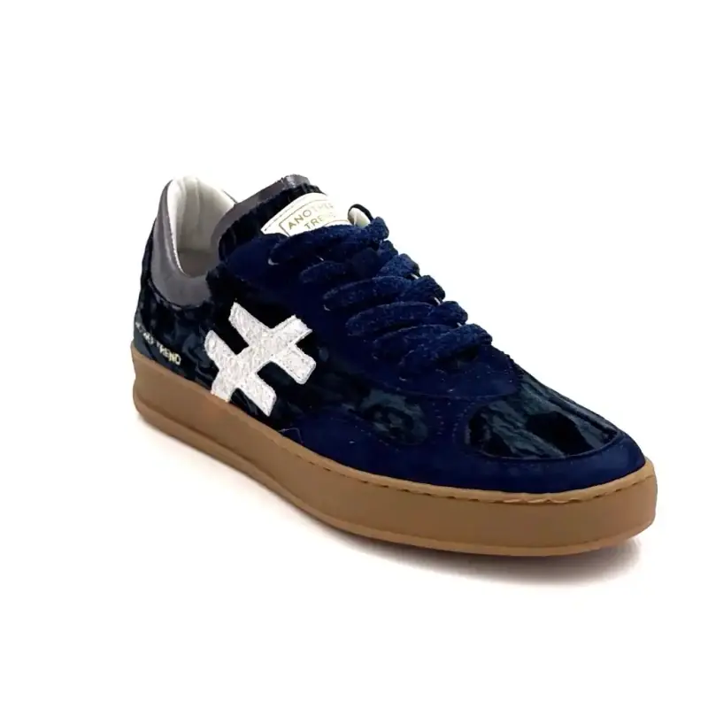 Baskets Another Trend A034 Daim & Velours Marine Ivoire Chaussures