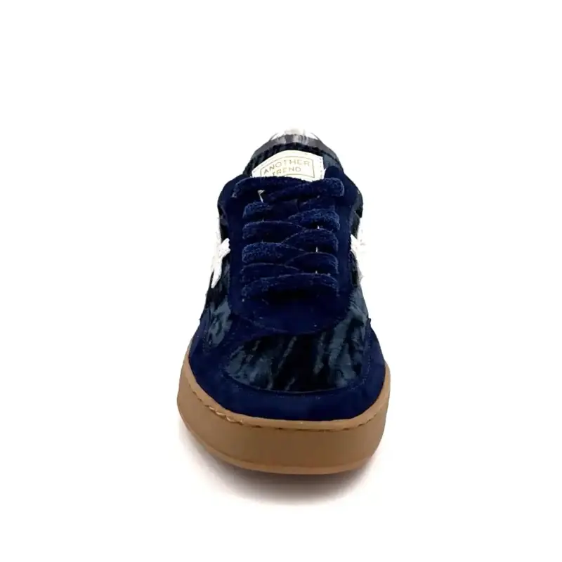 Tênis Another Trend A034 em camurça e veludo azul-marinho Ivoire Chaussures