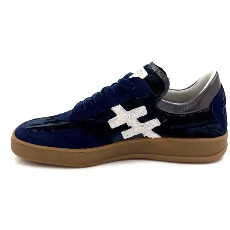 Teniși Another Trend A034 din piele întoarsă și catifea bleumarin Ivoire Chaussures