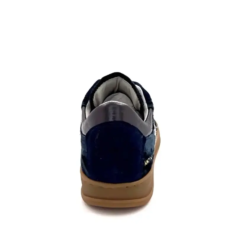 Another Trend A034 Suède & Marineblauwe fluwelen sneakers Ivoire Chaussures
