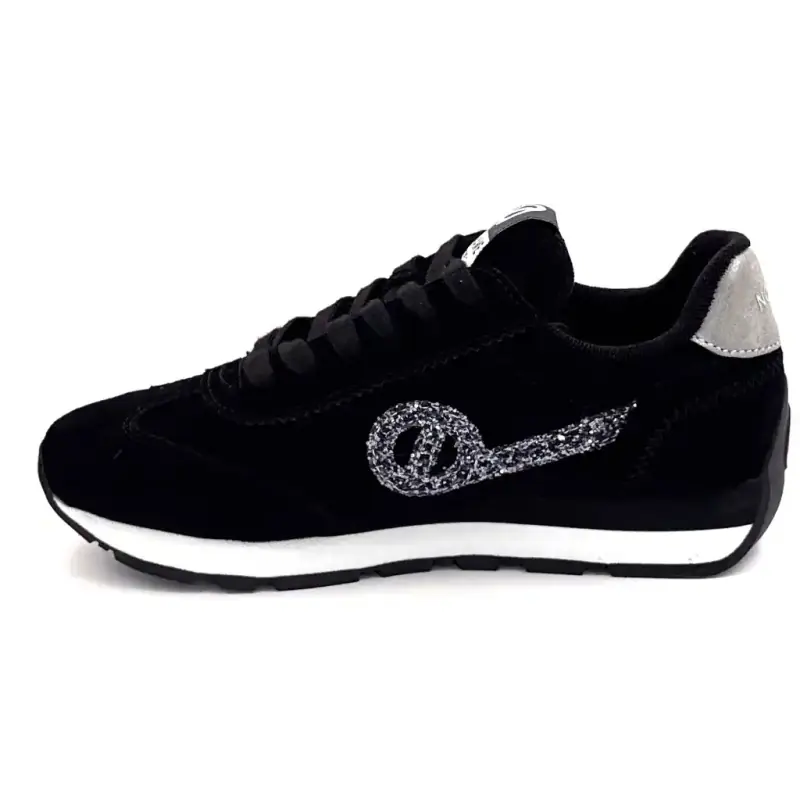 No Name City Run Jogger Sneakers Suède & Glitter Zwart Ivoire Chaussures