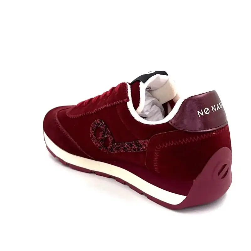No Name City Run Jogger din piele întoarsă și sclipici, vișiniu Ivoire Chaussures