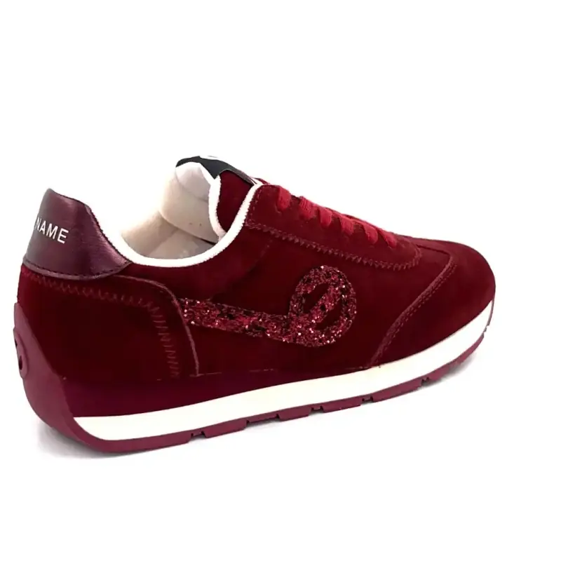 Tênis No Name City Run Jogger em camurça e glitter bordô Ivoire Chaussures