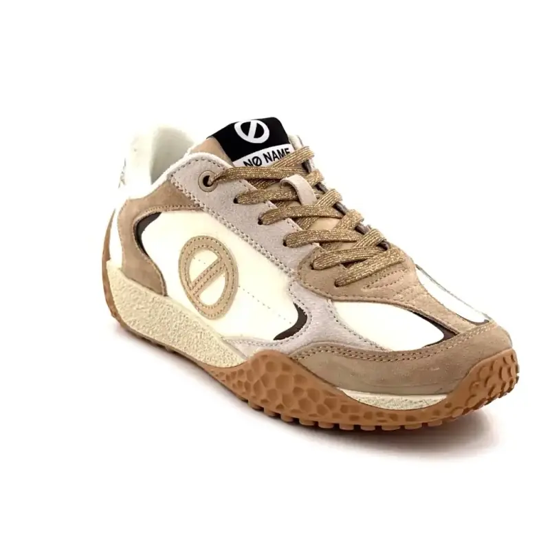 Baskets No Name Kate Sneaker Daim & Poulain Blanc Beige & Doré Ivoire Chaussures