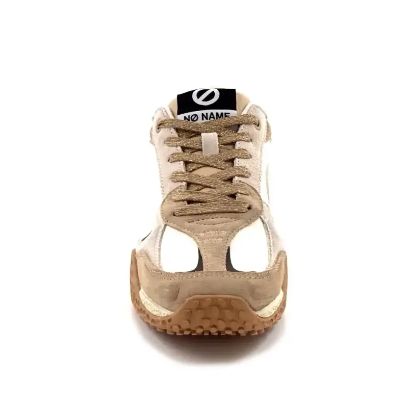 No Name Kate sneakers in suède en ponyhaar, wit, beige en goud. Ivoire Chaussures