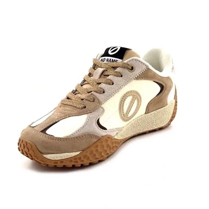 Baskets No Name Kate Sneaker Daim & Poulain Blanc Beige & Doré Ivoire Chaussures