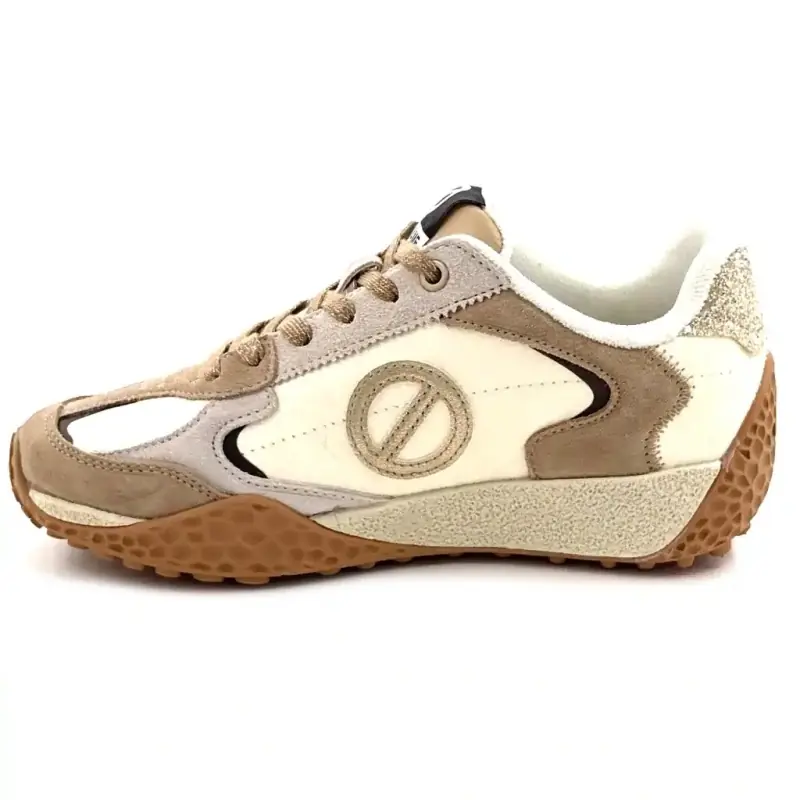 Baskets No Name Kate Sneaker Daim & Poulain Blanc Beige & Doré Ivoire Chaussures