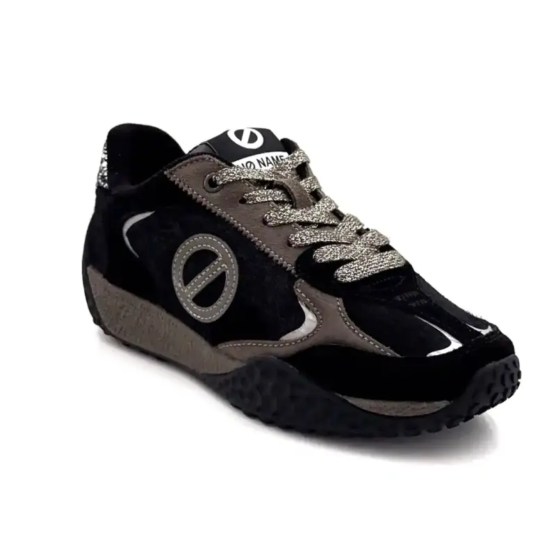 No Name Kate Sneakers Suede & Pony Black & Gray Ivoire Chaussures