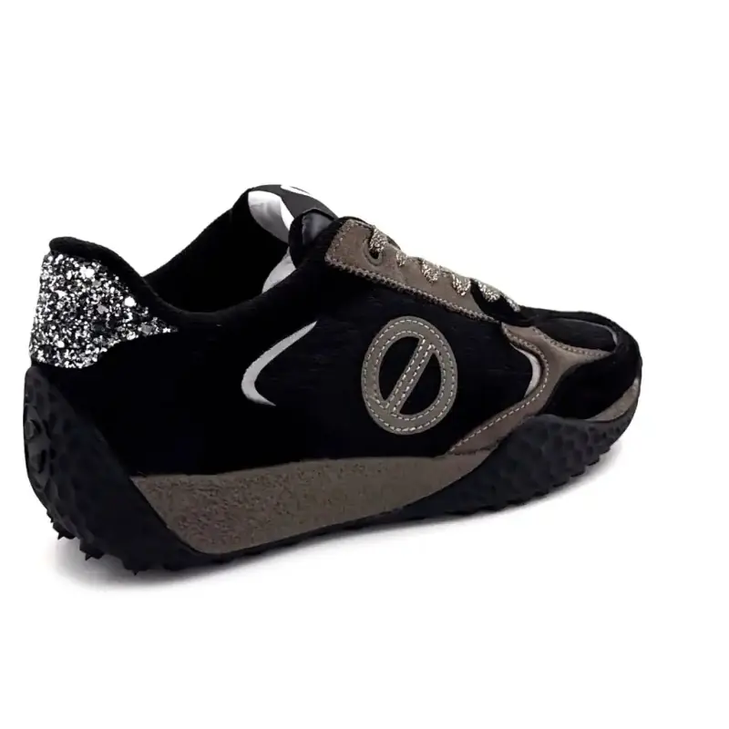 Baskets No Name Kate Sneaker Daim & Poulain Noir & Gris Ivoire Chaussures