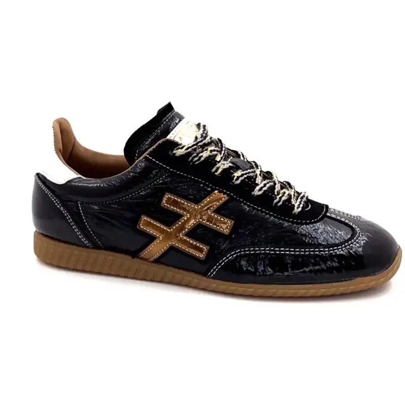 Another Trend A078 H26 Black Bronze Patent Leather Sneakers Ivoire Chaussures