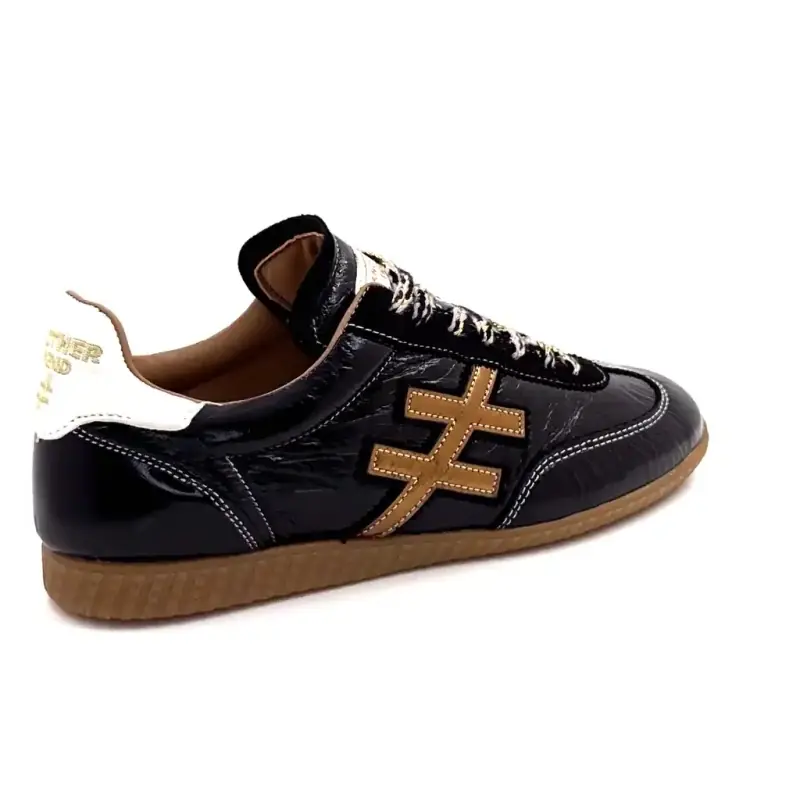 Another Trend A078 H26 Black Bronze Patent Leather Sneakers Ivoire Chaussures