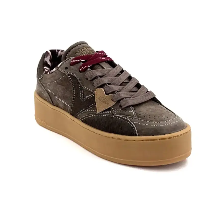 Victoria 126 5105 Wildleder- und Poulin-Sneaker in Khaki Ivoire Chaussures