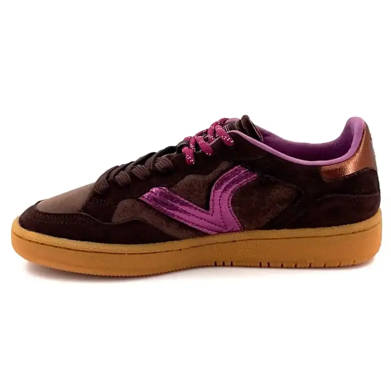 Victoria 880 6123 velúr és bársony tornacipő barna és lila színben Ivoire Chaussures