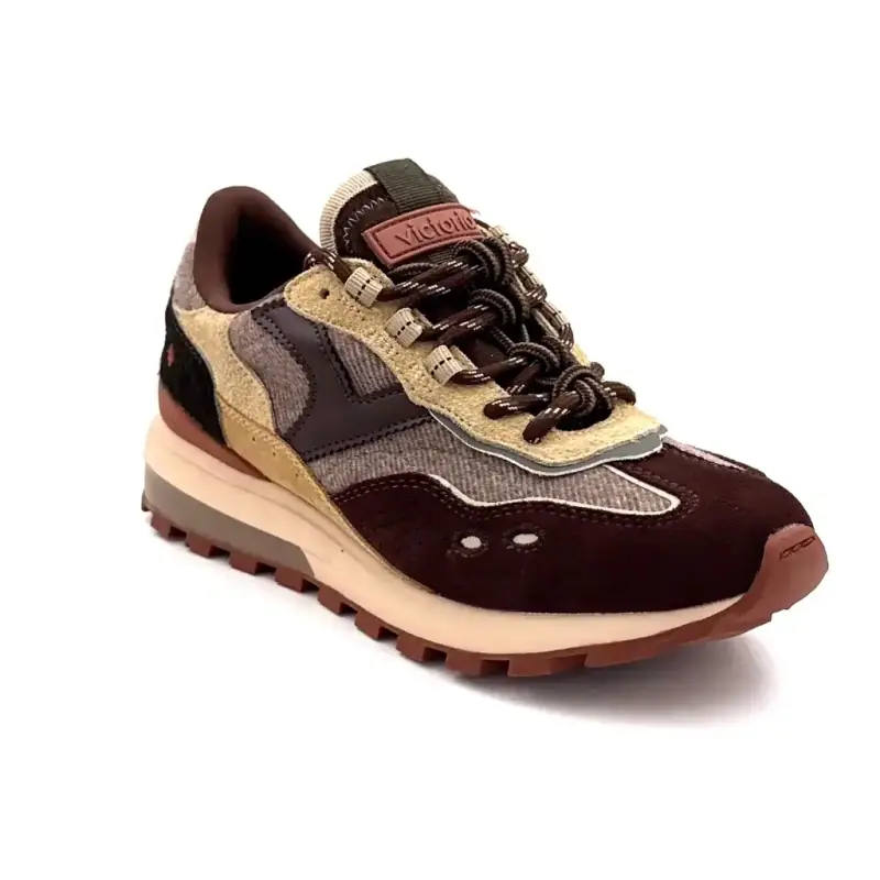 Victoria 115 6117 Suede & Leather Khaki Brown & Beige Sneakers Ivoire Chaussures
