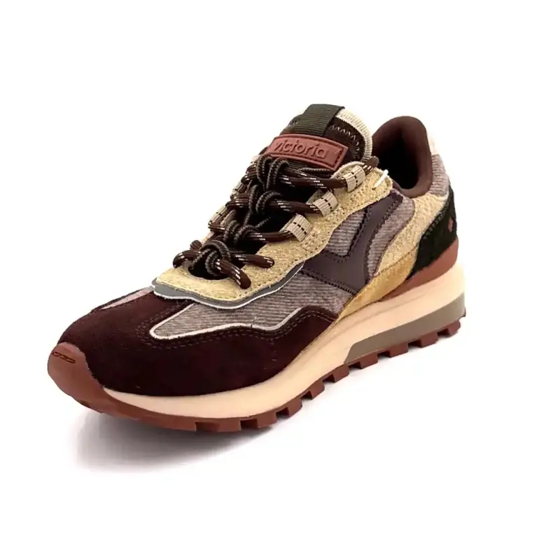Teniși Victoria 115 6117 din piele întoarsă și piele, kaki, maro și bej Ivoire Chaussures