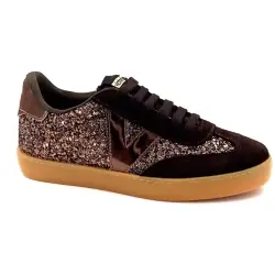 Sneakers Victoria 112 6223 in pelle scamosciata e glitter marrone - %shop-name%