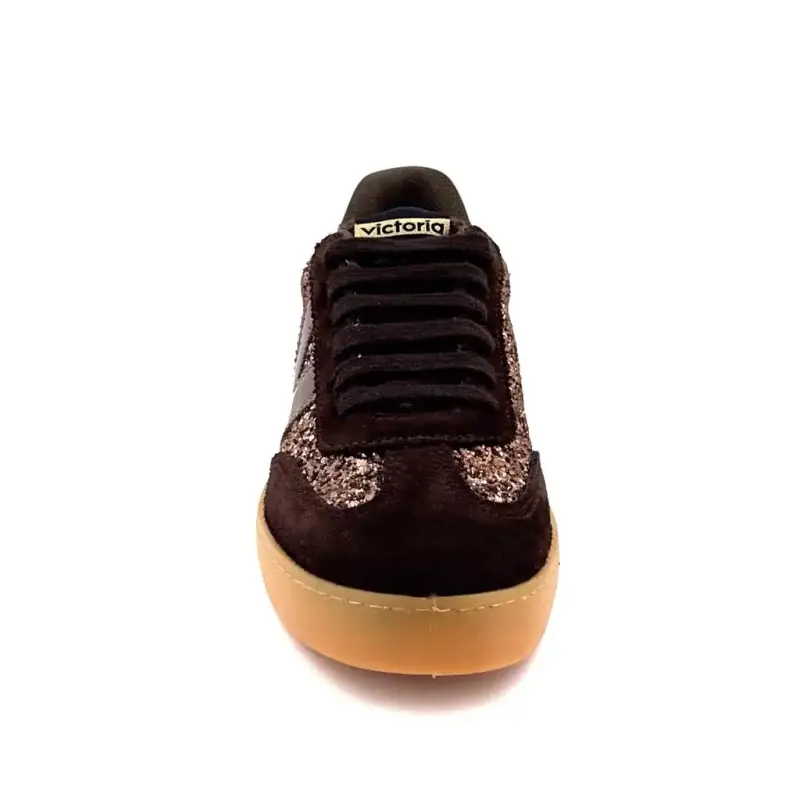 Baskets Victoria 112 6223 Daim & Glitter Marron Ivoire Chaussures