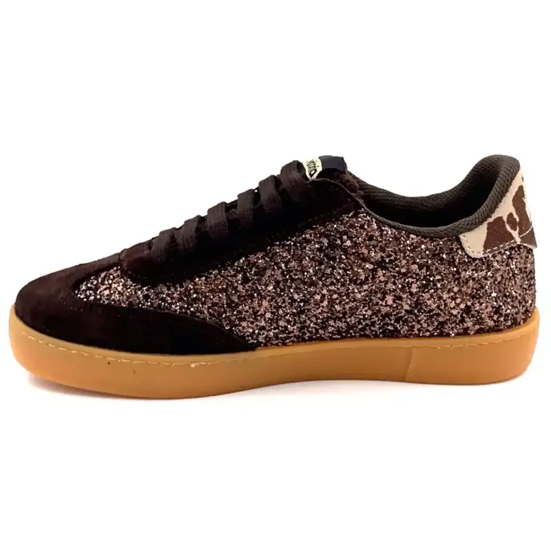 Victoria 112 6223 Suede & Glitter Brown Sneakers Ivoire Chaussures
