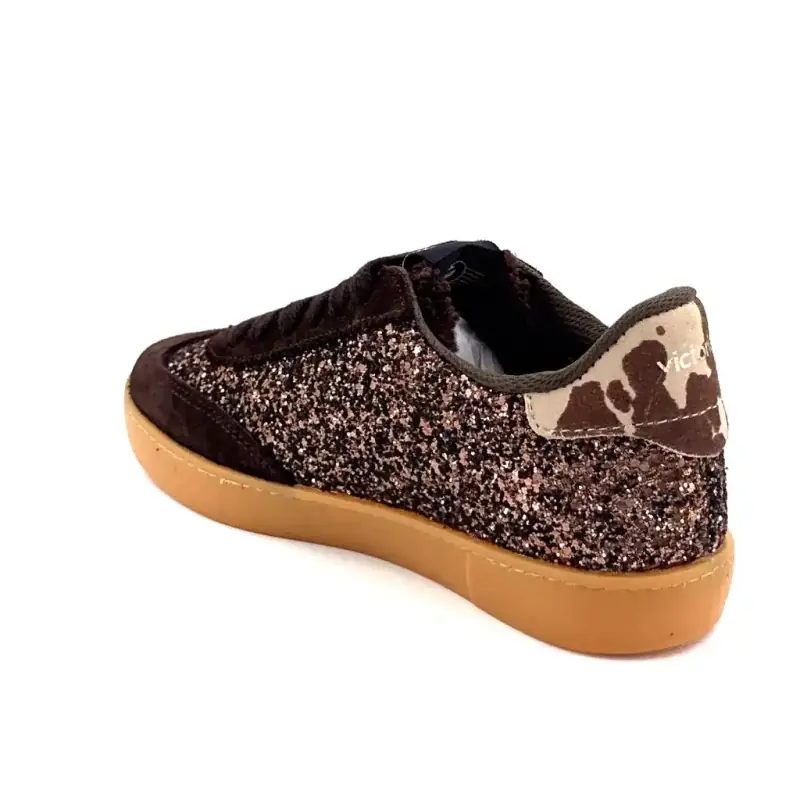 Baskets Victoria 112 6223 Daim & Glitter Marron Ivoire Chaussures