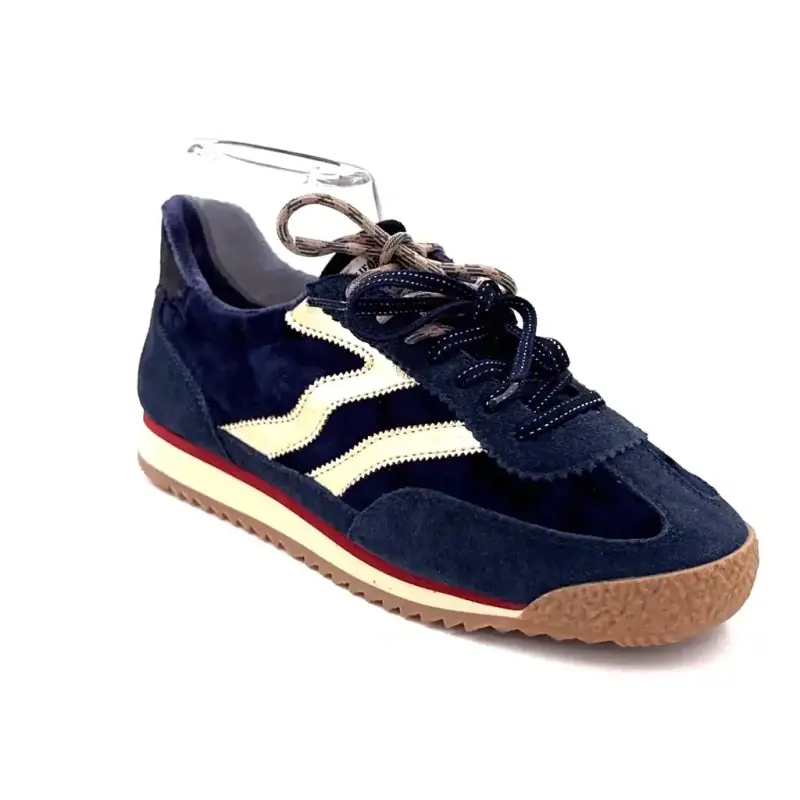 Baskets MRP Utah Daim & Velours Marine Cuir Doré Ivoire Chaussures