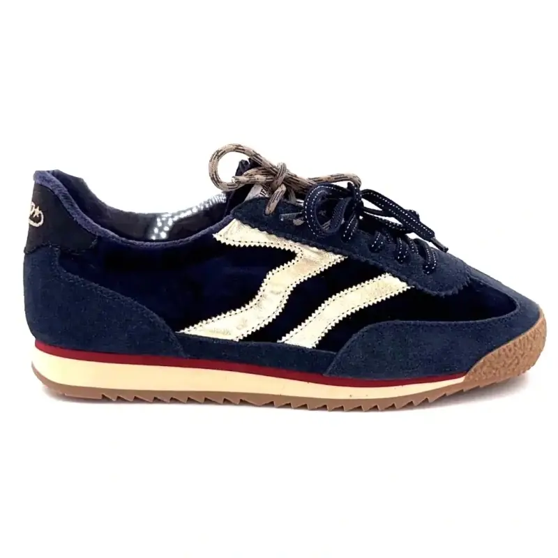 Zapatillas MRP Utah de ante y terciopelo, azul marino, cuero dorado 149,00&nbsp;€