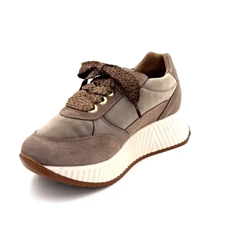 Zapatillas Porronet Dep 600 Piso Ante y Terciopelo Taupe Ivoire Chaussures