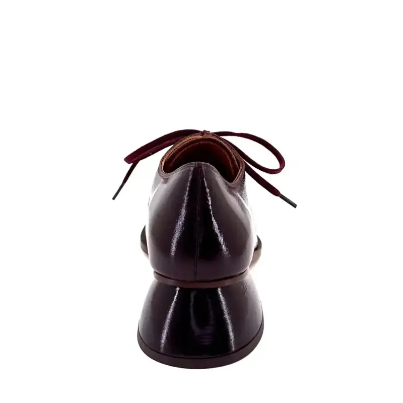 Derbies à Talons Chie Mihara Caligo Cuir Glacé Bordeaux Ivoire Chaussures
