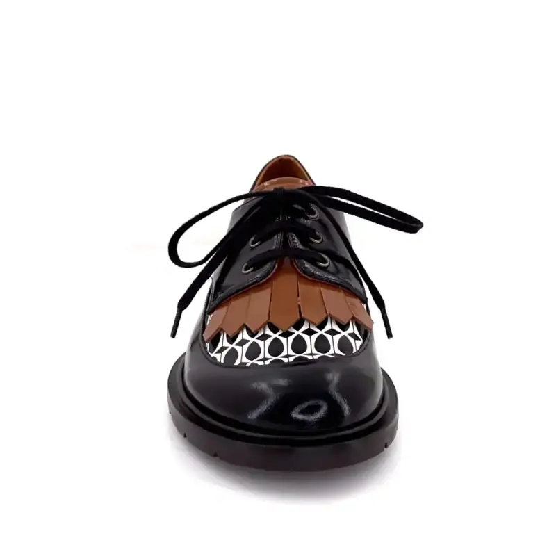Derbies Chie Mihara Jeripa Cuir Glacé Noir Ivoire Chaussures