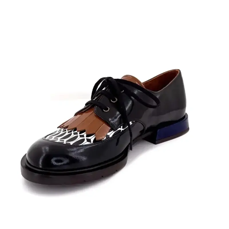 Derbies Chie Mihara Jeripa Cuir Glacé Noir Ivoire Chaussures