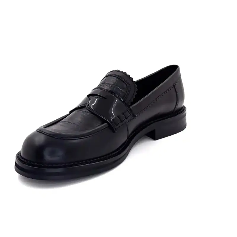 Mocassins Regarde Le Ciel Cherys-01 Cuir Noir Ivoire Chaussures
