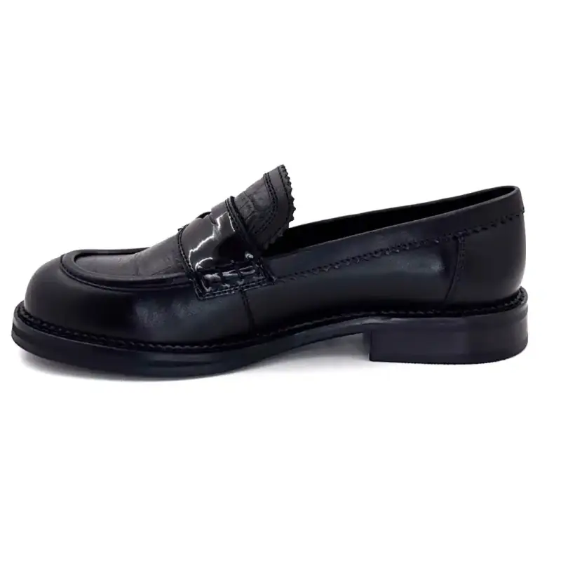 Mocassins Regarde Le Ciel Cherys-01 Cuir Noir Ivoire Chaussures