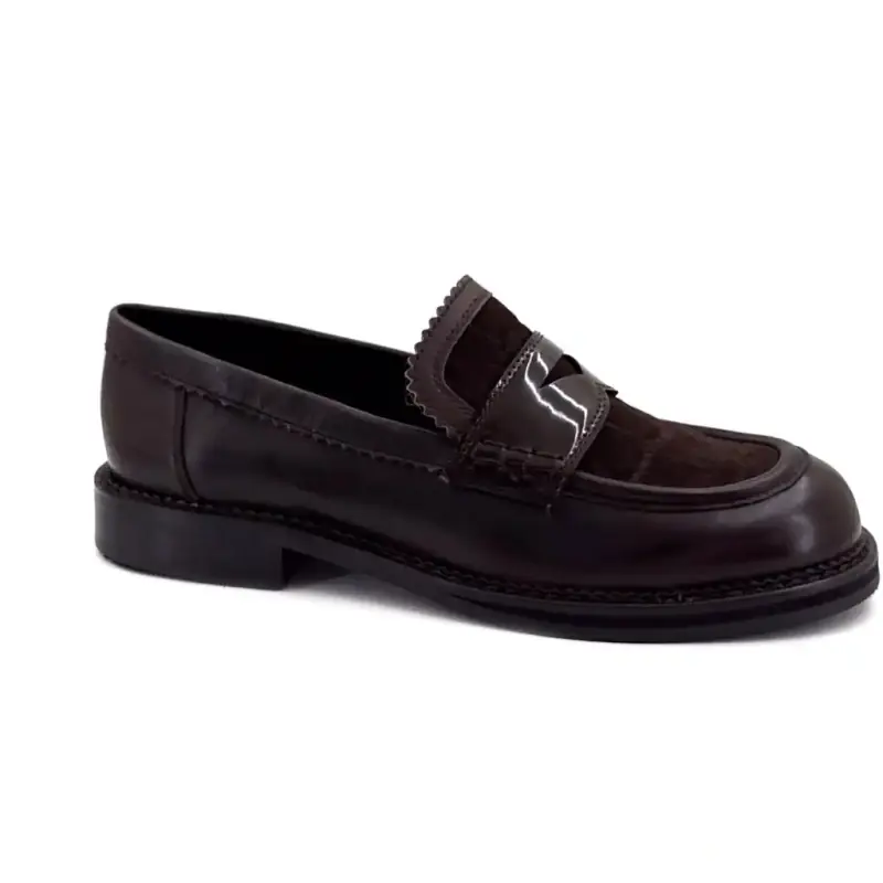Cherys-01 Braune Ledermokassins, Regarde Le Ciel Ivoire Chaussures