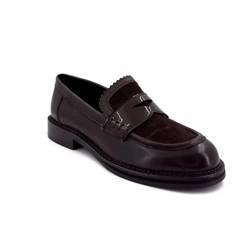 Mocassins Regarde Le Ciel Cherys-01 Cuir Marron Ivoire Chaussures