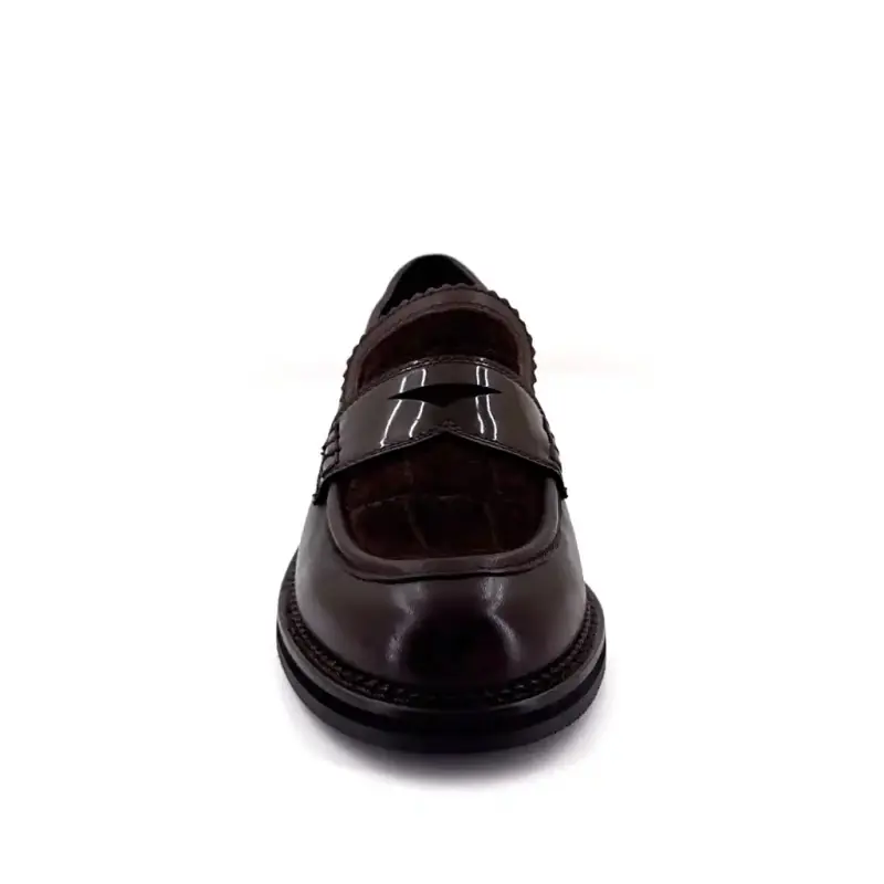 Mocassins Cherys-01 em couro marrom, Regarde Le Ciel Ivoire Chaussures