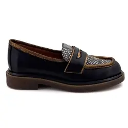 Mocasines de piel negra y bronce Nemonic 2549 %price%